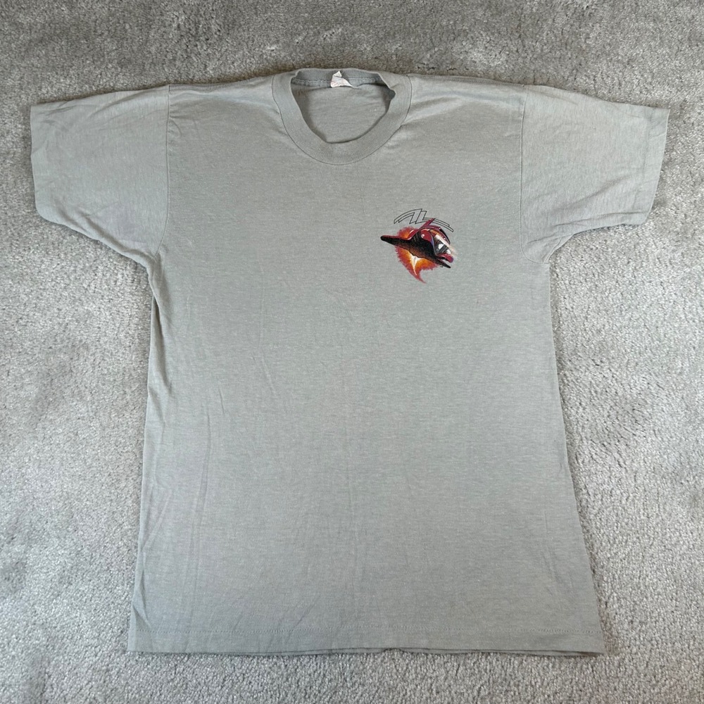 Vintage 1986 ZZ Top T-Shirt Men's Medium Gray Afterburner Tour Concert Band Tee